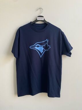 Men's Navy Short Sleeve Tee with Light Blue Blue Jay Logo